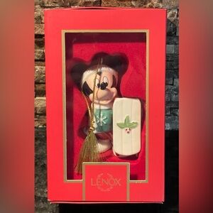 LENOX Disney Showcase Let It Snow Mickey Ornament - Red and White & Green